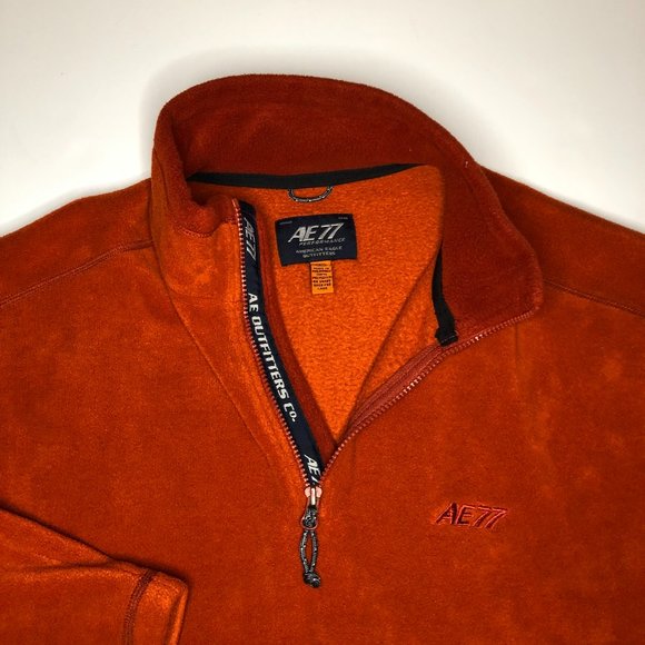 American Eagle Coastal AE77 Performance Red Fleece Quarter Zip Up Jacket Cozy - Picture 8 of 16